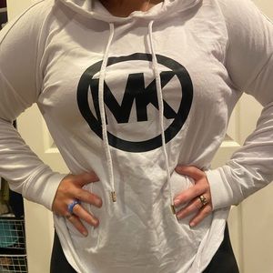 White MK Hoodie with gold accent strings! Women's size Medium